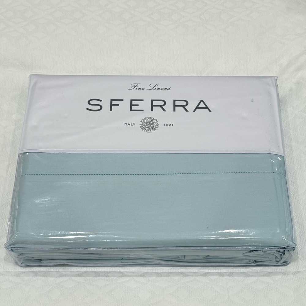 SFERRA MATTEO SATEEN 4-PIECE KING SHEET SET AQUAMARINE MADE IN ITALY